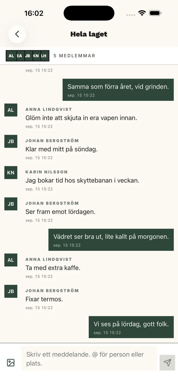 Chat in the Jaktli app