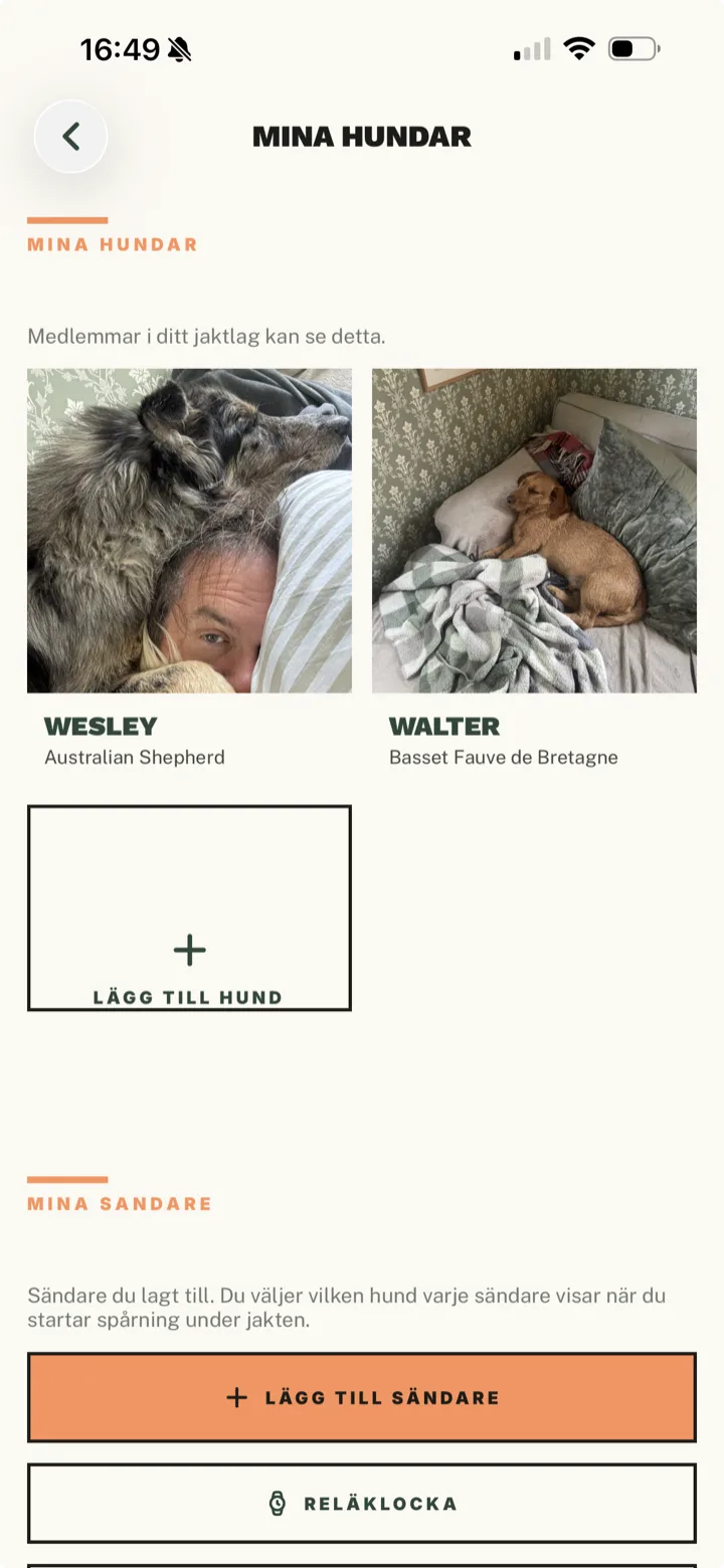 Dog tracker in the Jaktli app