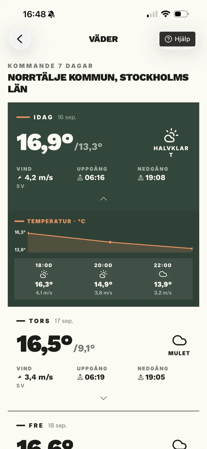Weather in the Jaktli app